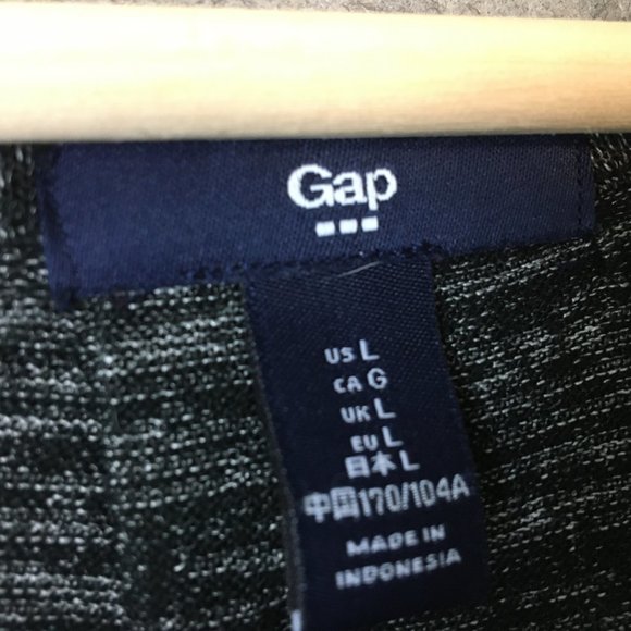 GAP Top L Long Sleeve Scoop Neck Space Dye Pleated Back Casual Hacci Gray Hi Low - Picture 4 of 12